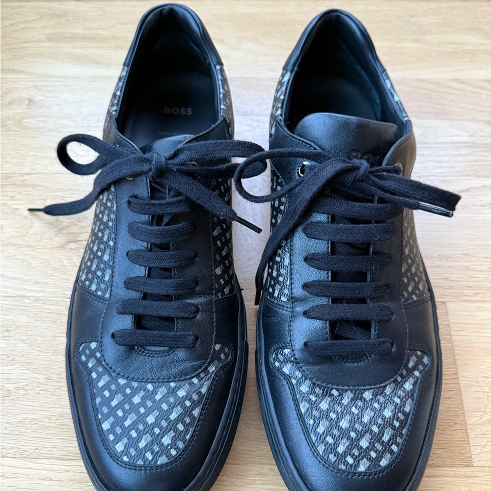 BOSS Men's Black and Gray Sneakers